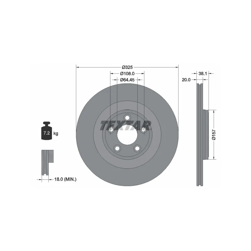 Jeu de 2 disques de frein arrière TEXTAR 92319905