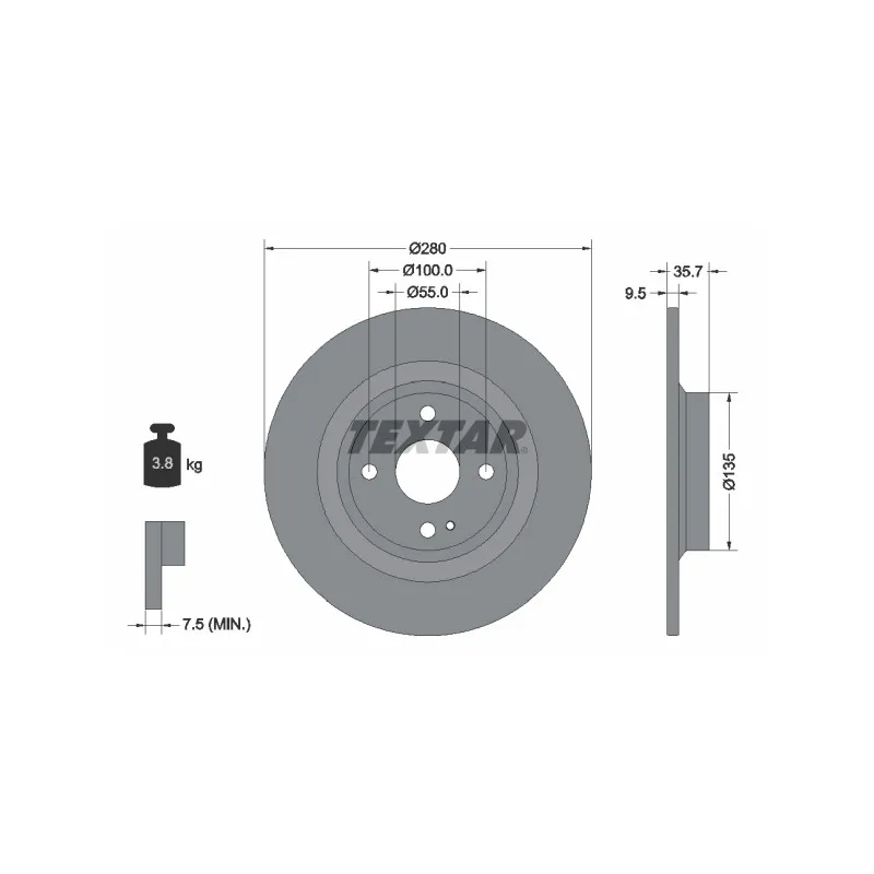 Jeu de 2 disques de frein arrière TEXTAR 92320003