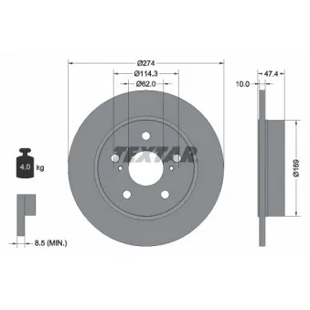Jeu de 2 disques de frein arrière TEXTAR 92321103