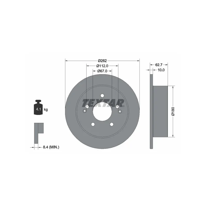 Jeu de 2 disques de frein arrière TEXTAR 92322203