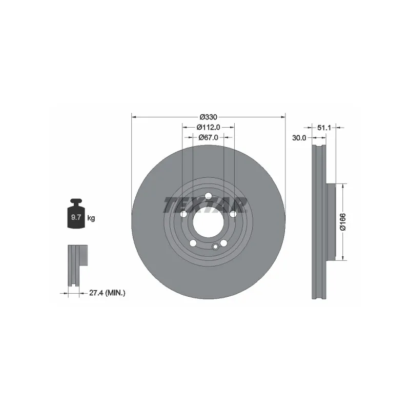 Jeu de 2 disques de frein avant TEXTAR 92323305