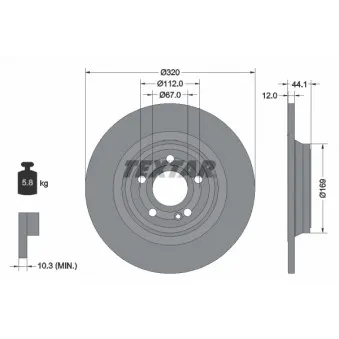 Jeu de 2 disques de frein arrière TEXTAR 92324303