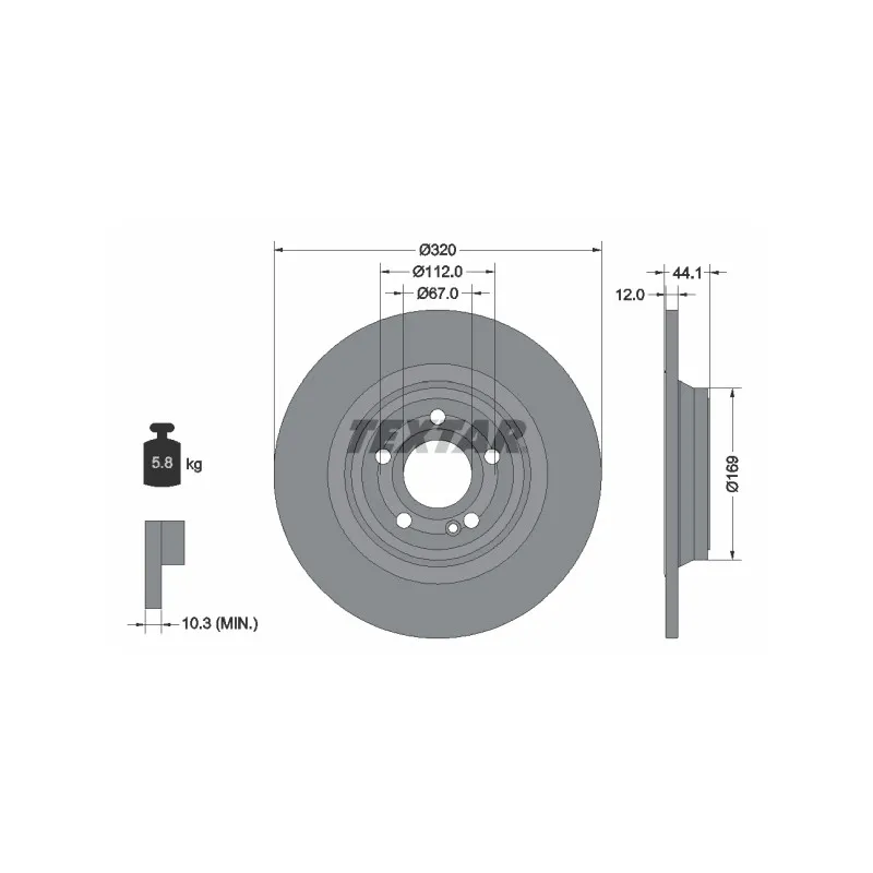Jeu de 2 disques de frein arrière TEXTAR 92324303