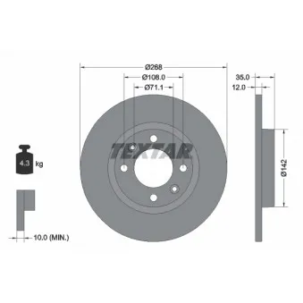 Jeu de 2 disques de frein arrière TEXTAR 92325903
