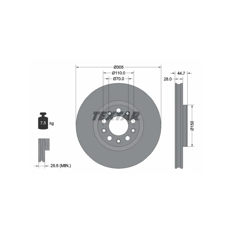 Jeu de 2 disques de frein avant TEXTAR 92326305