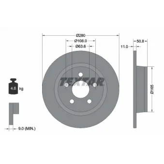 Jeu de 2 disques de frein arrière TEXTAR 92326403
