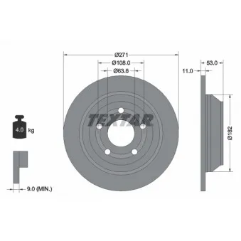 Jeu de 2 disques de frein arrière TEXTAR 92327403