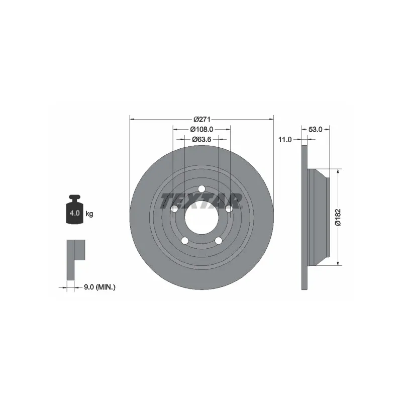 Jeu de 2 disques de frein arrière TEXTAR 92327403
