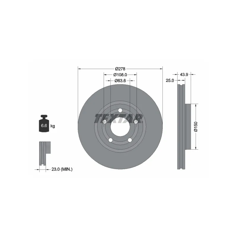 Jeu de 2 disques de frein avant TEXTAR 92327503
