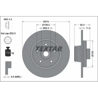 Jeu de 2 disques de frein arrière TEXTAR 92329403