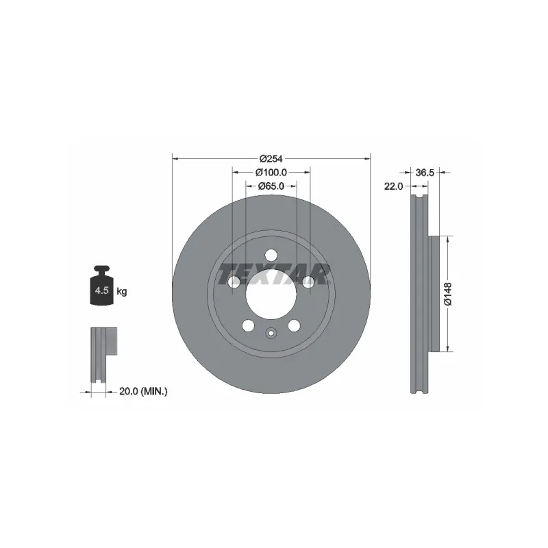 Jeu de 2 disques de frein arrière TEXTAR 92329503
