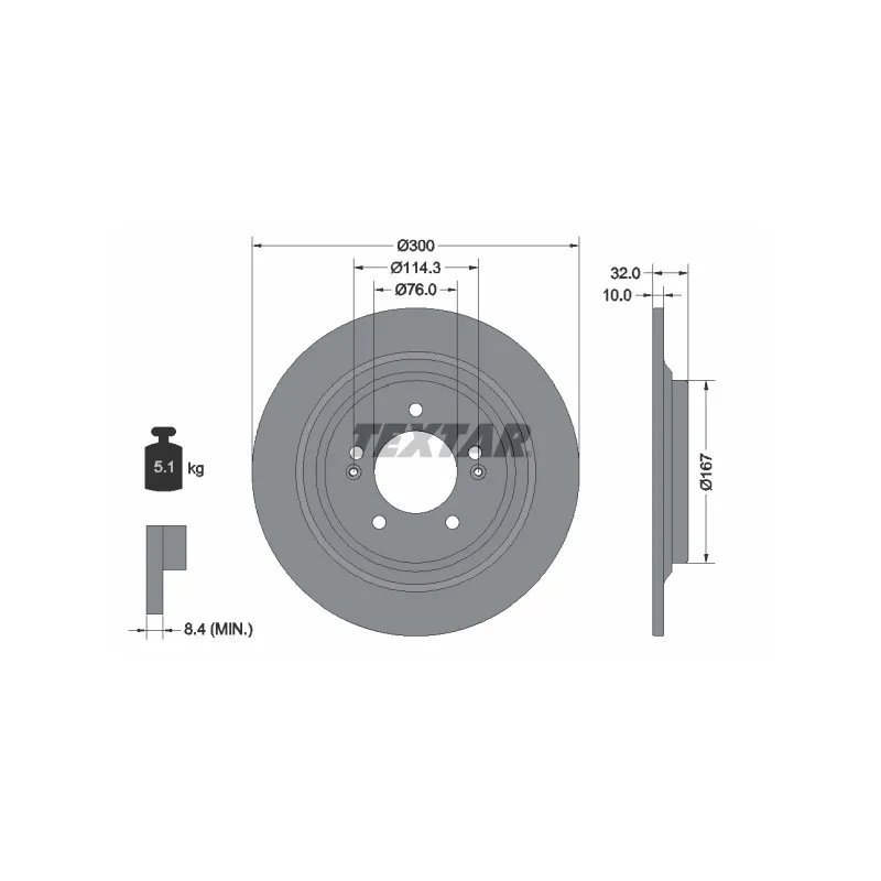 Jeu de 2 disques de frein arrière TEXTAR 92332703