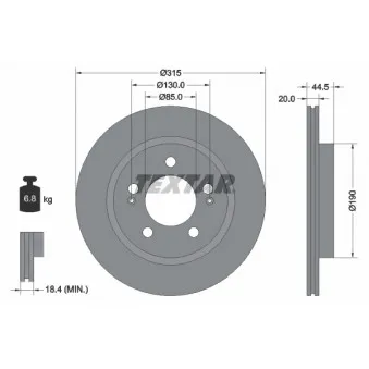 Jeu de 2 disques de frein arrière TEXTAR 92332903