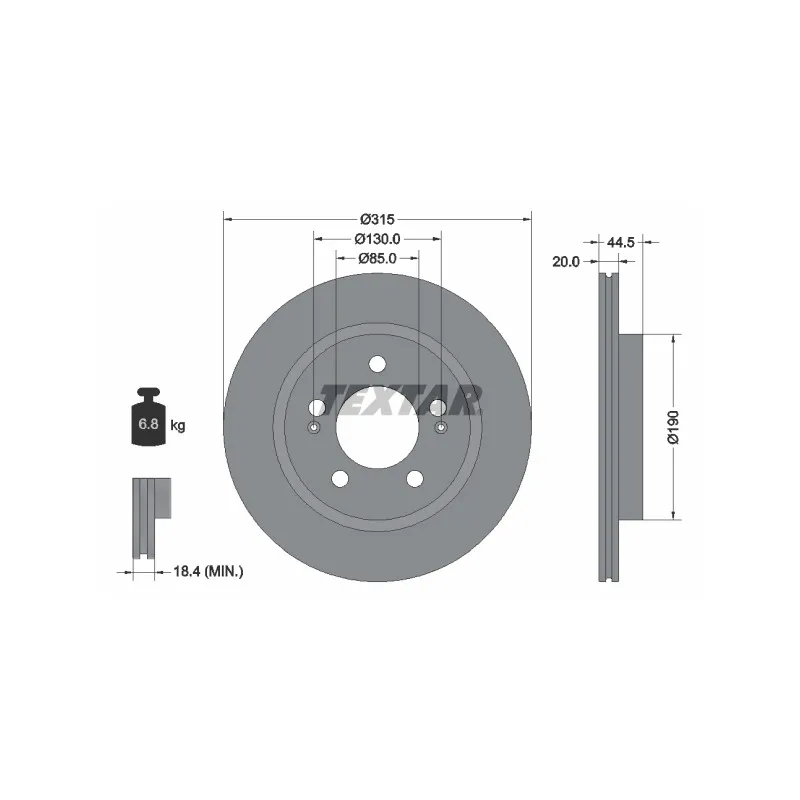 Jeu de 2 disques de frein arrière TEXTAR 92332903