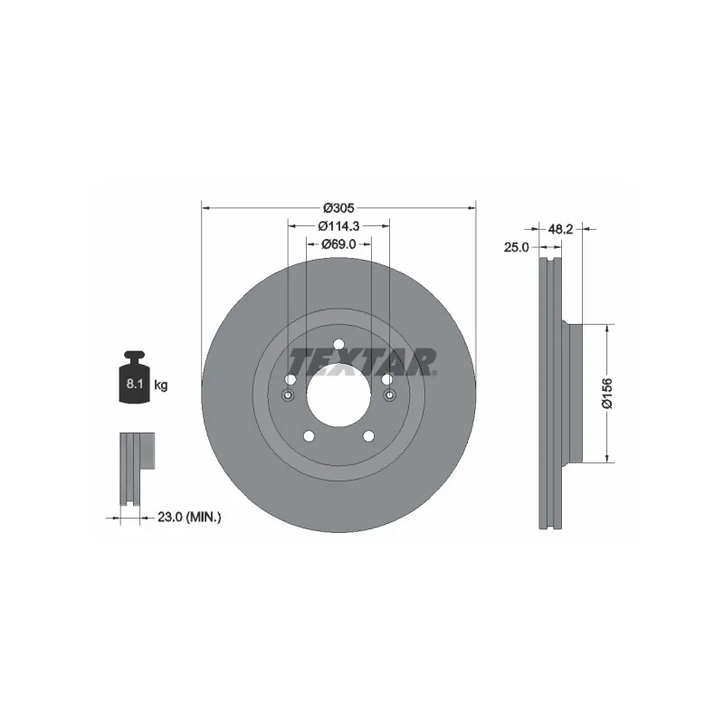 Jeu de 2 disques de frein avant TEXTAR 92333203