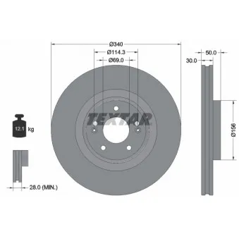 Jeu de 2 disques de frein avant TEXTAR 92333403