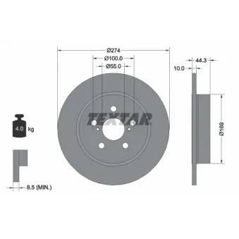 Jeu de 2 disques de frein arrière TEXTAR