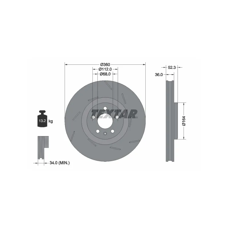 Disque de frein avant droit TEXTAR 92334105