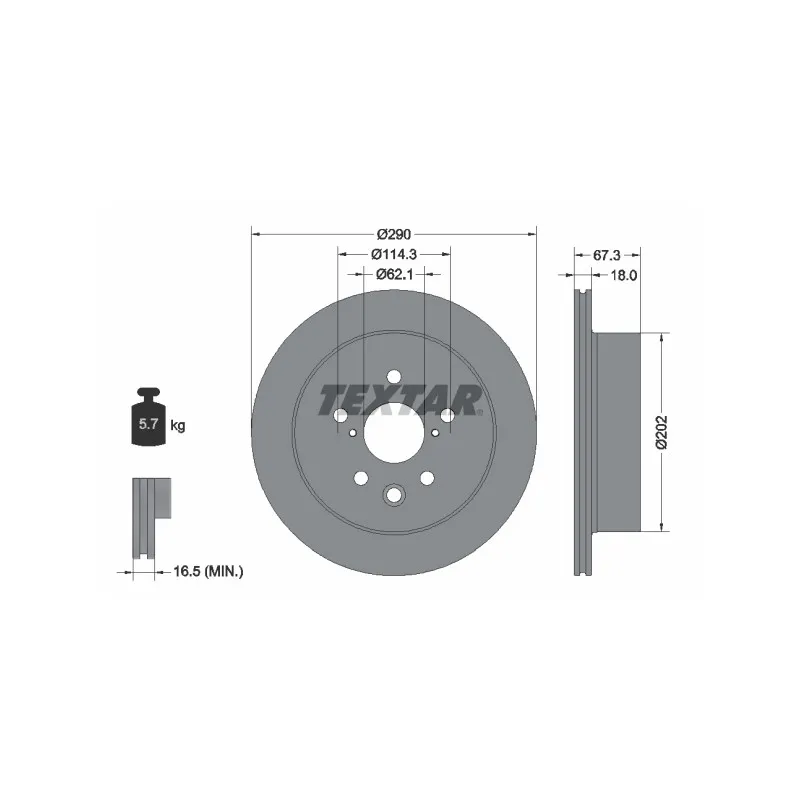 Jeu de 2 disques de frein arrière TEXTAR 92334403