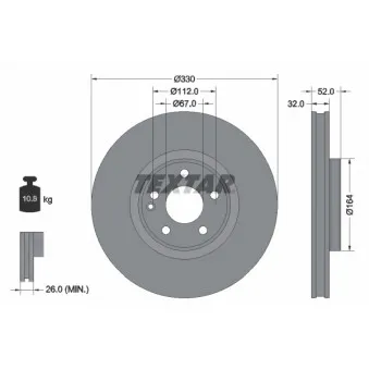 Jeu de 2 disques de frein avant TEXTAR 92334903
