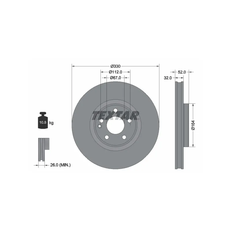 Jeu de 2 disques de frein avant TEXTAR 92334903