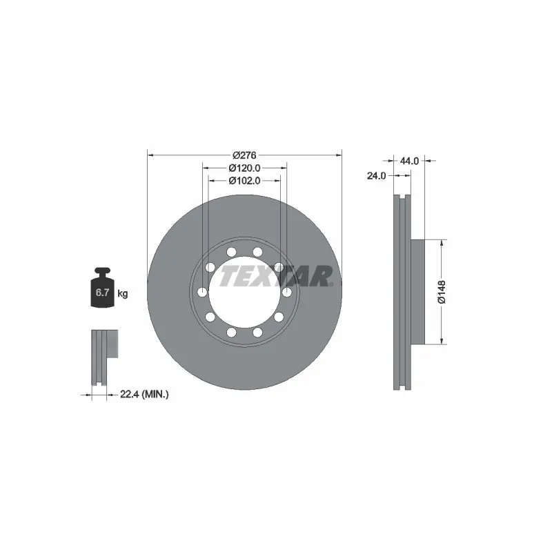 Jeu de 2 disques de frein avant TEXTAR 93085800