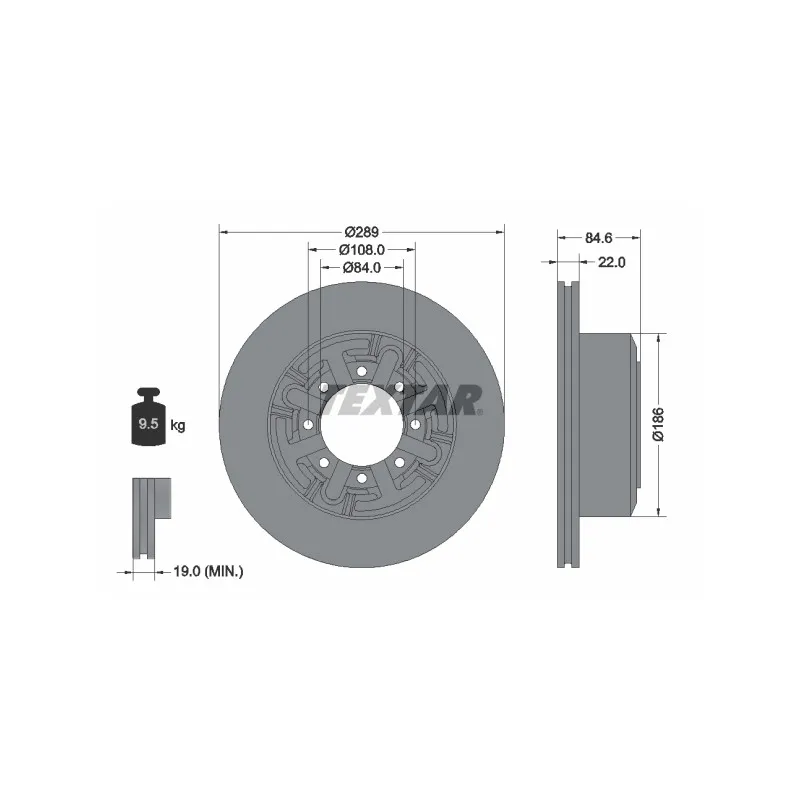 Jeu de 2 disques de frein arrière TEXTAR 93089600
