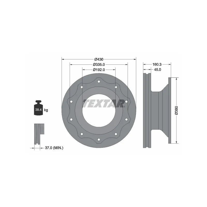 Jeu de 2 disques de frein arrière TEXTAR 93101900