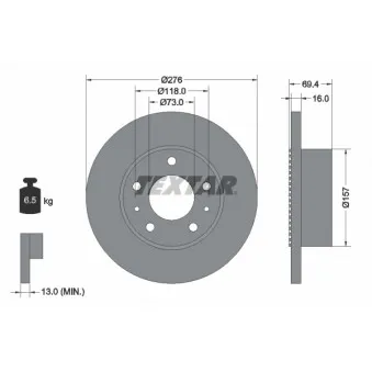 Jeu de 2 disques de frein arrière TEXTAR 93104800