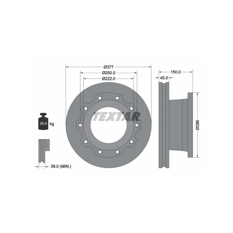 Jeu de 2 disques de frein avant TEXTAR 93117700