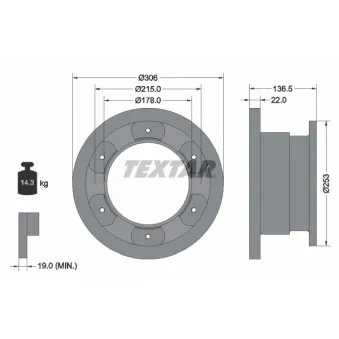 Jeu de 2 disques de frein arrière TEXTAR 93127300
