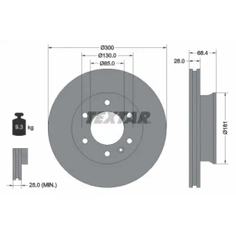 Jeu de 2 disques de frein avant TEXTAR 93143203