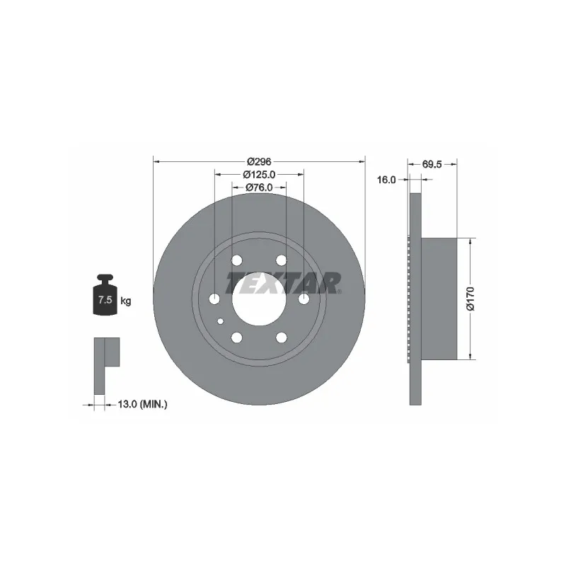 Jeu de 2 disques de frein arrière TEXTAR 93177500