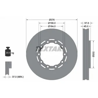 Jeu de 2 disques de frein arrière TEXTAR 93193400