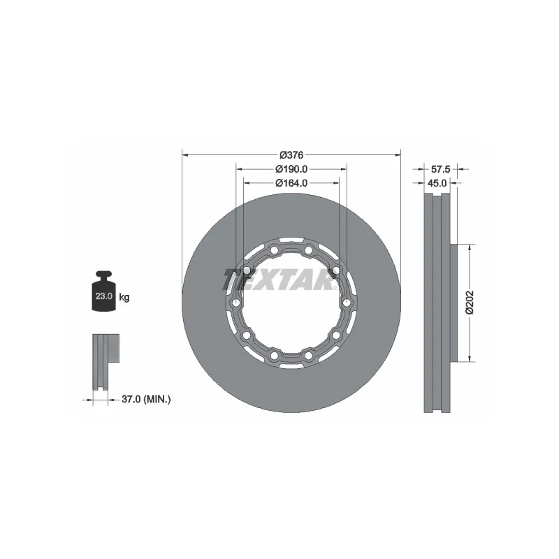 Jeu de 2 disques de frein arrière TEXTAR 93193400