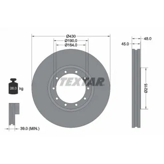 Jeu de 2 disques de frein arrière TEXTAR 93193500