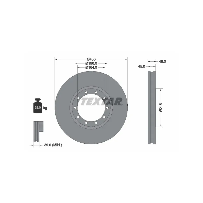 Jeu de 2 disques de frein arrière TEXTAR 93193500