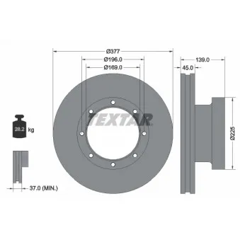 Jeu de 2 disques de frein avant TEXTAR 93193600