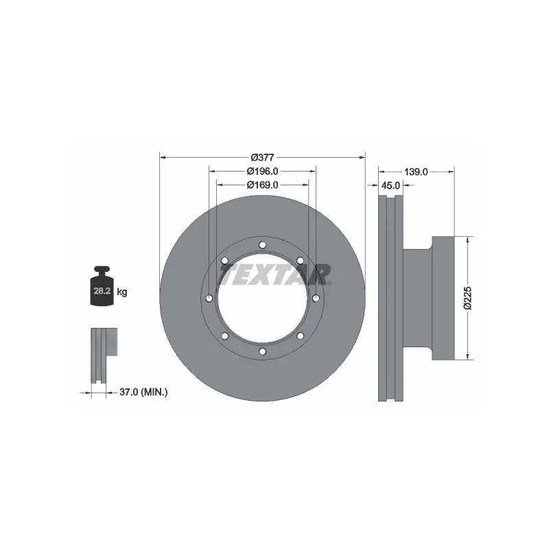 Jeu de 2 disques de frein avant TEXTAR 93193600