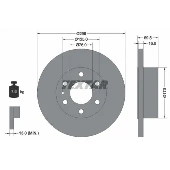 Jeu de 2 disques de frein arrière TEXTAR 93229100