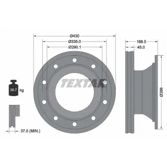 Jeu de 2 disques de frein arrière TEXTAR 93296100