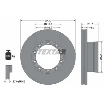 Jeu de 2 disques de frein avant TEXTAR 93308700