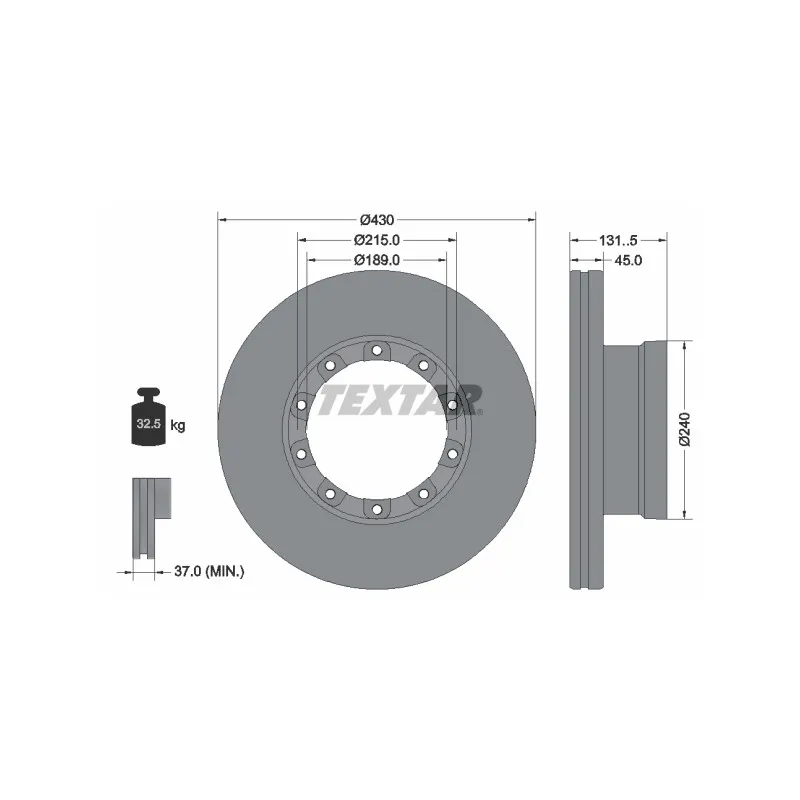Jeu de 2 disques de frein avant TEXTAR 93308700