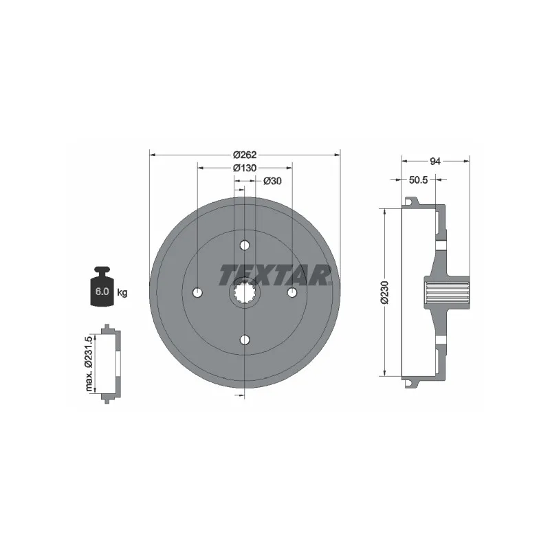 Tambour de frein TEXTAR 94004700