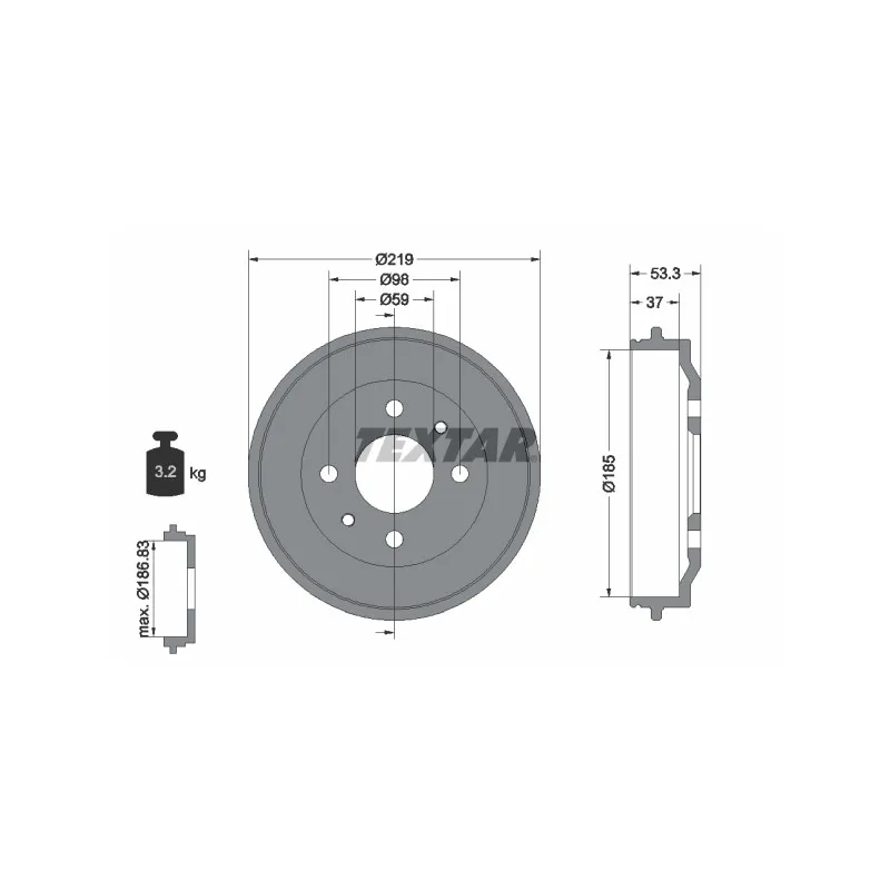Tambour de frein TEXTAR 94006400