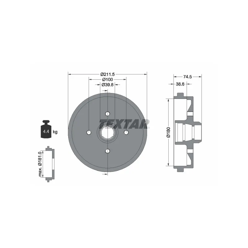 Tambour de frein TEXTAR 94006600