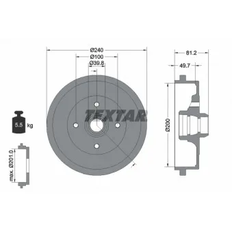 Tambour de frein TEXTAR 94006700