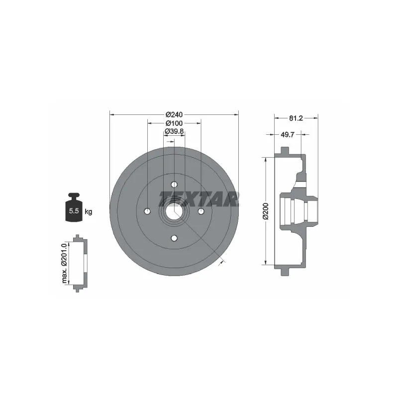 Tambour de frein TEXTAR 94006700