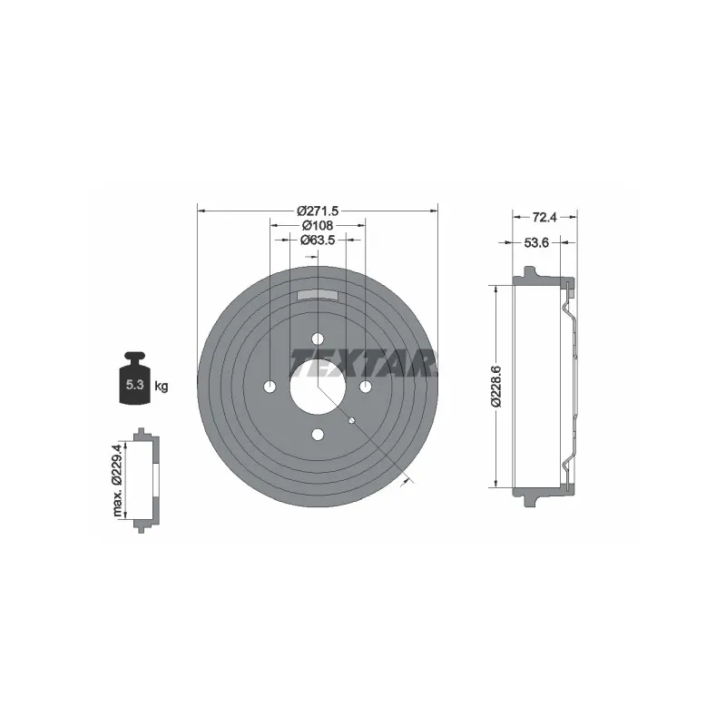 Tambour de frein TEXTAR 94007300