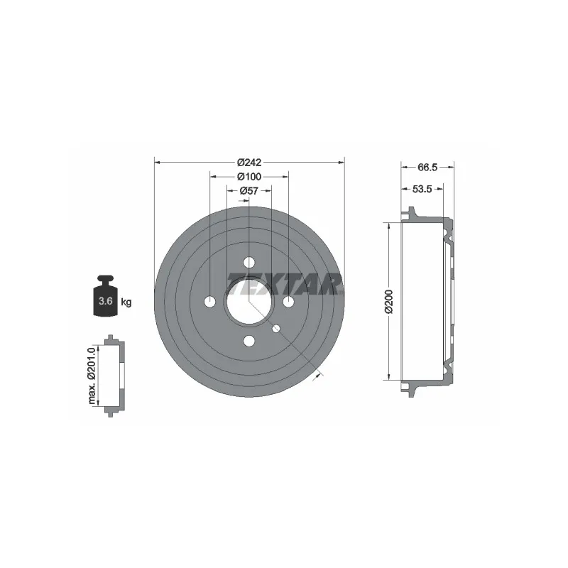 Tambour de frein TEXTAR 94008600